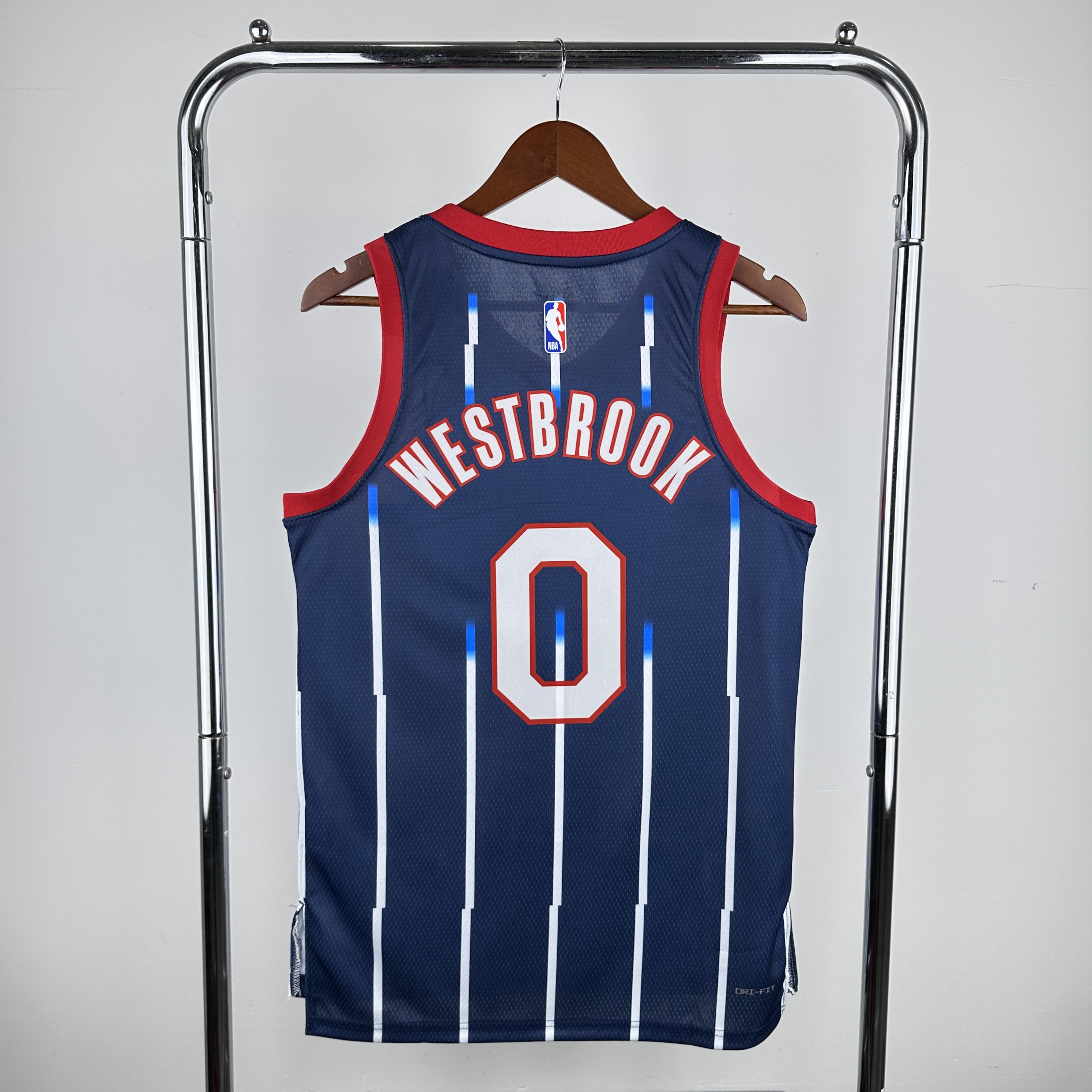 Men Houston Rockets #0 Westbrook Blue stripe City Edition Nike 2024 NBA Jersey->houston rockets->NBA Jersey